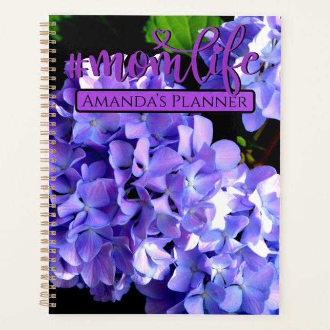 Periwinkle hydrangeas purple blue flower #momlife planner (Front)