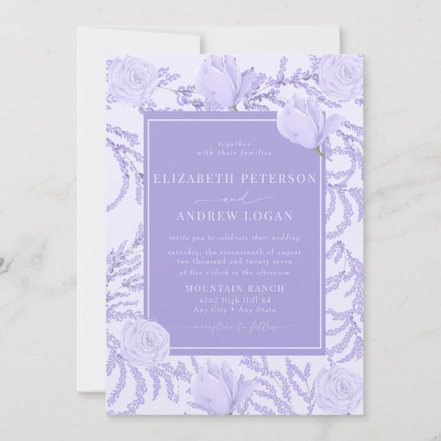 Périwinkle | Invitations de mariage de fleurs (Devant)