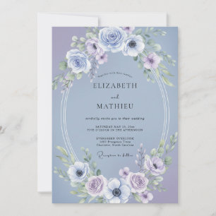 Periwinkle Lavender Anemone Wedding Invitation