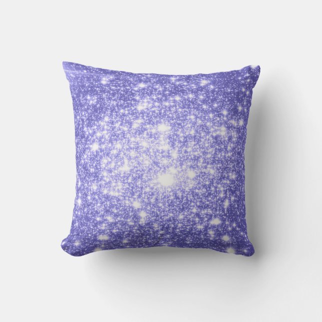 Periwinkle Lavender Astral Glitter Throw Pillow (Front)
