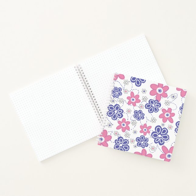 Périwinkle Lavender, Pink Retro Flowers Journal (Intérieur)
