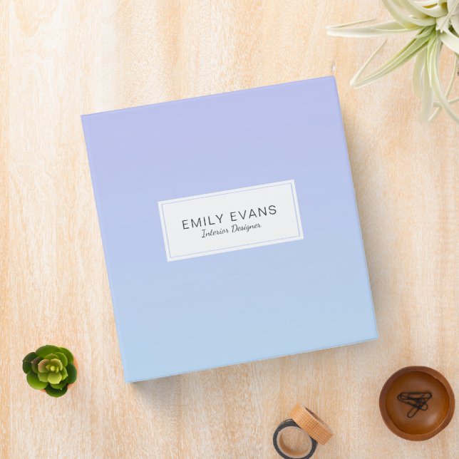 Periwinkle Light Blue Gradient Monogram Binder (In Situ)