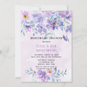 Periwinkle Lilac Peony Wreath Bridesmaids Luncheon Invitation