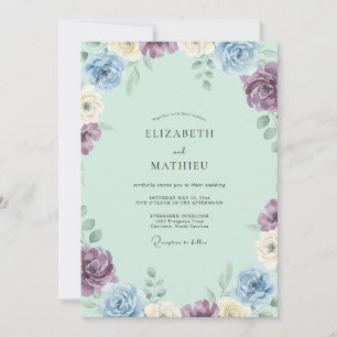 Periwinkle Lilac Petal Wedding Invitation