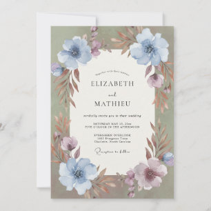 Periwinkle Mauve Watercolor Wedding Invitation