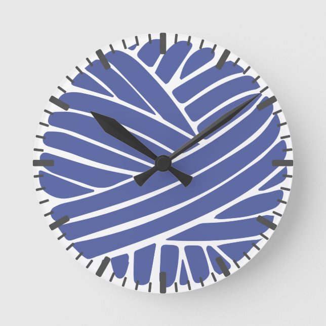 Periwinkle Minimal Modern Yarn Ball Round Clock (Front)