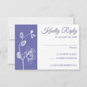 Periwinkle modern floral elegant orchid minimalist RSVP card
