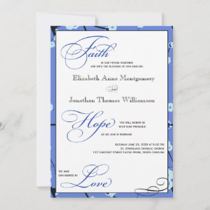Periwinkle Moderne Mariage chrétien Invitations