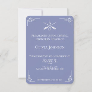 Periwinkle Monogram and Arrows Bridal Shower Invitation