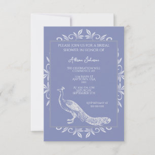 Periwinkle Peacock Flourish Bridal Shower Invitation