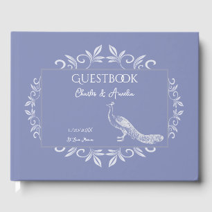 Periwinkle Peacock Flourish Wedding Guest Book