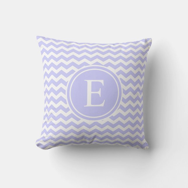 Periwinkle Personalized Chevron Monogram Throw Pillow (Front)