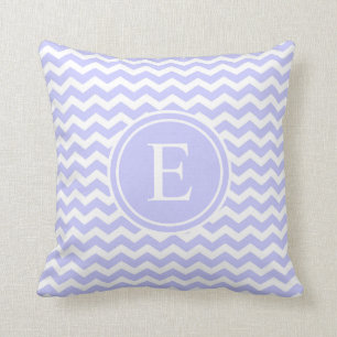 Periwinkle Personalized Chevron Monogram Throw Pillow