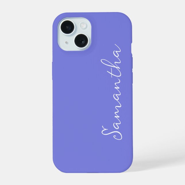 Periwinkle Personalized iPhone 15 Case (Back)