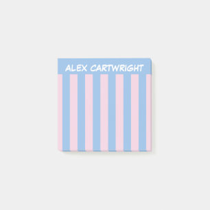 Periwinkle & Pink Stripes With Your Name Post-it Notes