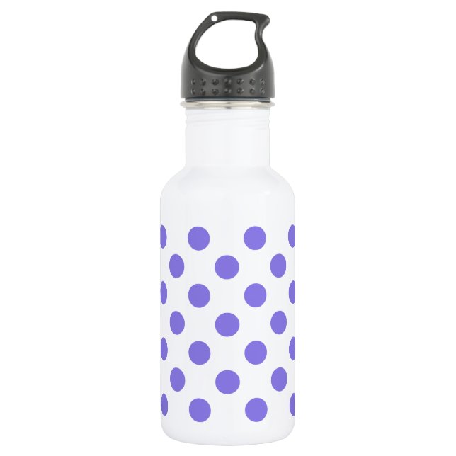 Periwinkle polka dots 532 ml water bottle (Front)