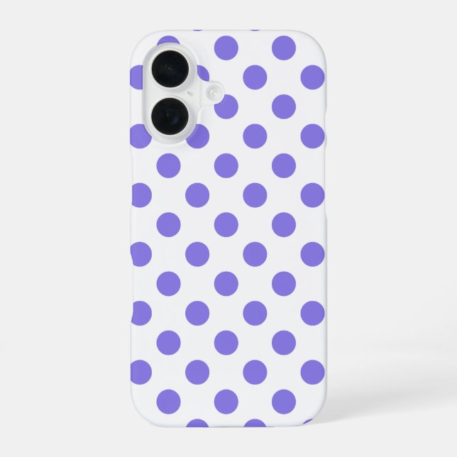 Periwinkle polka dots  iPhone 16 case (Back)