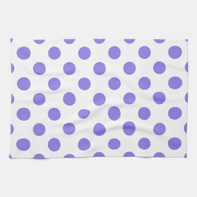 Periwinkle polka dots kitchen towel (Horizontal)