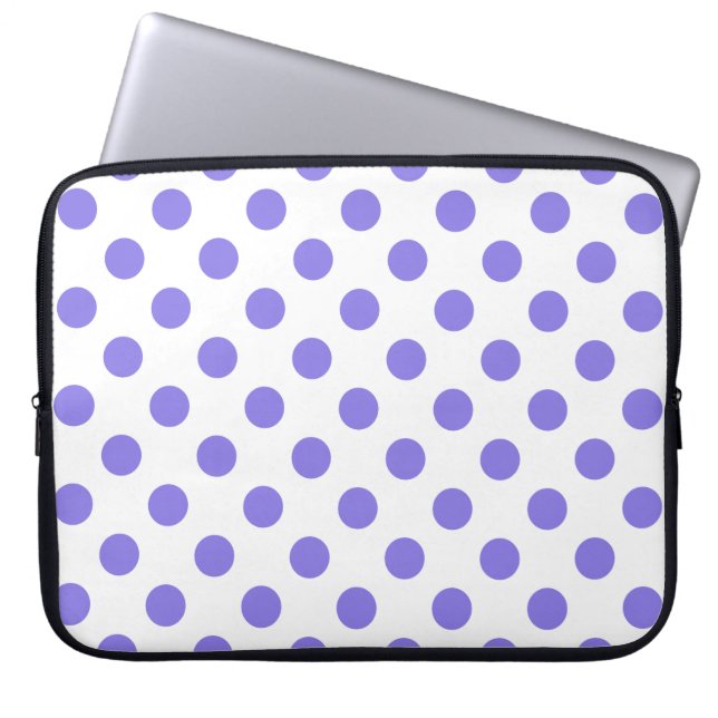 Periwinkle polka dots laptop sleeve (Front)