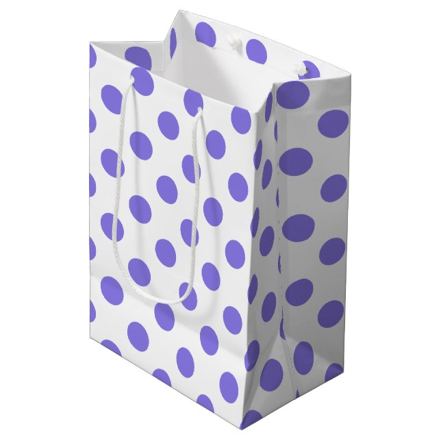 Periwinkle polka dots medium gift bag (Front Angled)