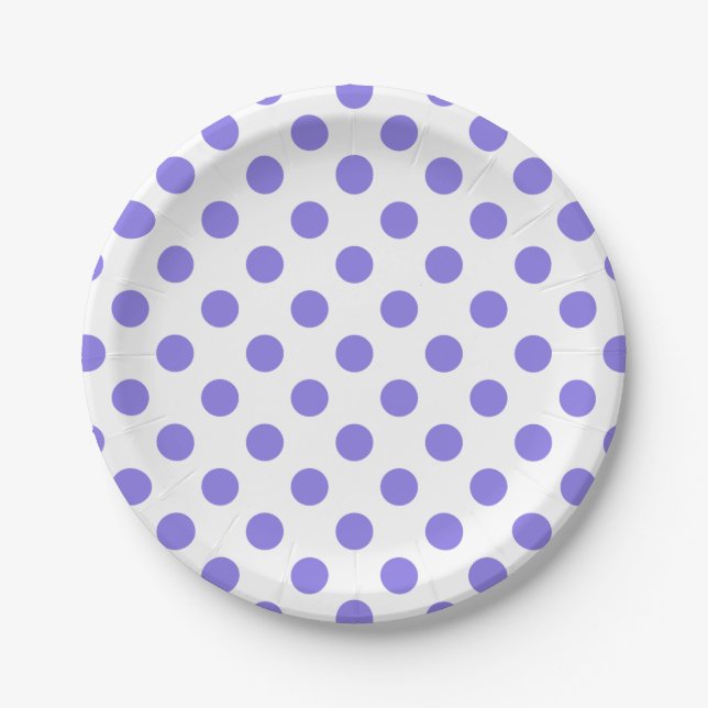 Periwinkle polka dots paper plate (Front)