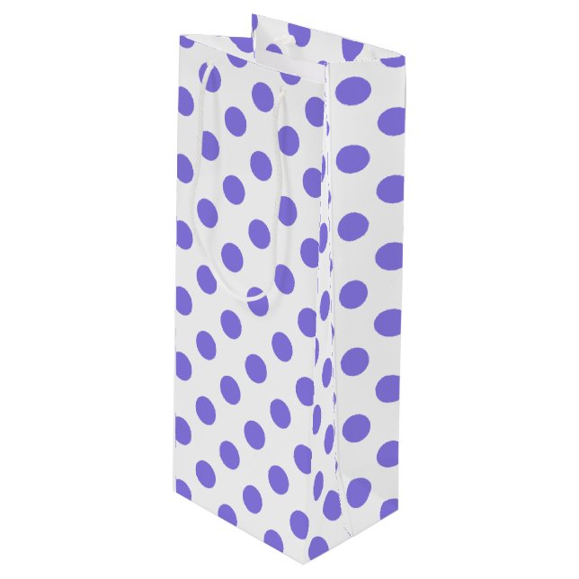 Periwinkle polka dots wine gift bag (Front Angled)
