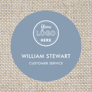 Periwinkle Professional Logo Round Employee Staff Name Tag