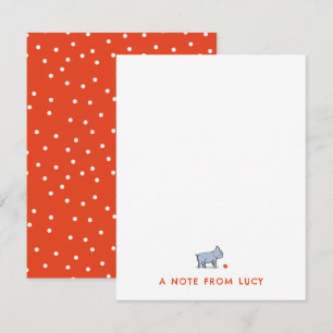 Periwinkle Pug with Red Ball Children's Stationery Card