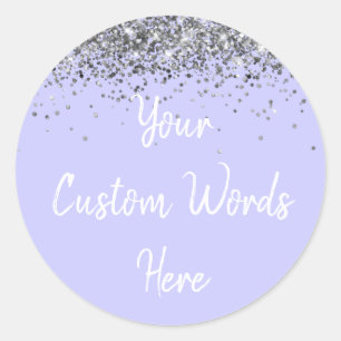 Periwinkle Purple and Silver Birthday Party Favour Classic Round Sticker
