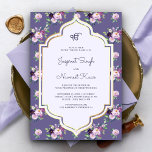Periwinkle Purple Floral Anand Karaj Sikh Wedding Invitation<br><div class="desc">Amaze your guests with this elegant Sikh wedding invite featuring a beautiful floral pattern background with traditional Indian frame. Simply add your event details on this easy-to-use template to make it a one-of-a-kind invitation.</div>