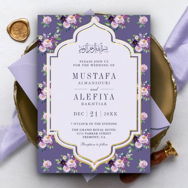 Periwinkle Purple Floral Muslim Wedding Gold (Creator Uploaded)