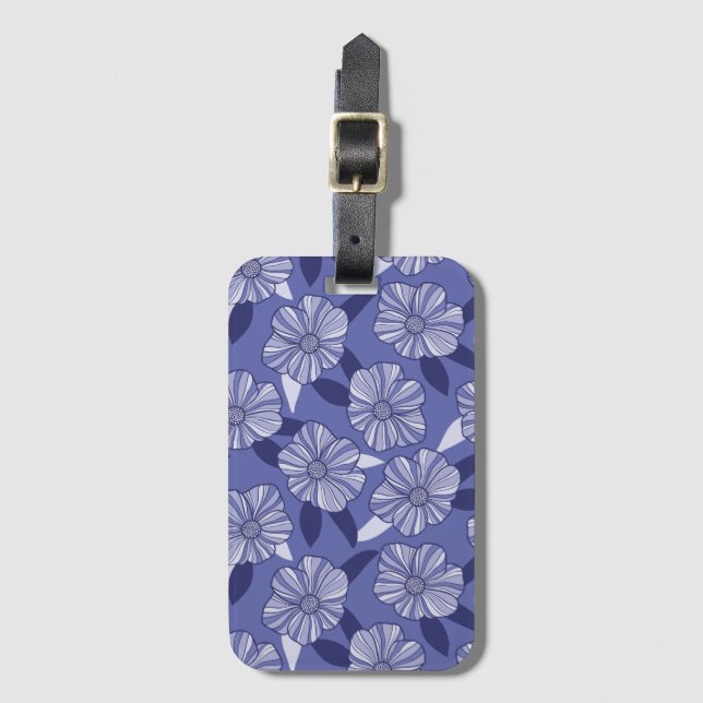 Periwinkle Purple Floral Pattern Luggage Tag (Front Vertical)