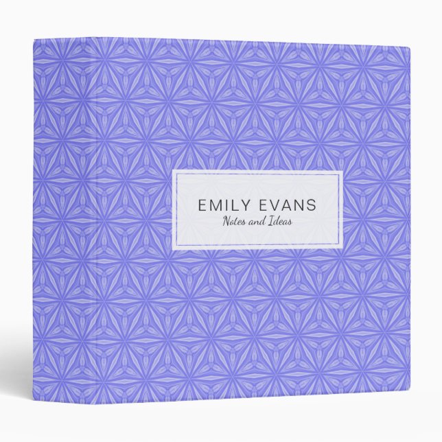 Periwinkle Purple Geometric Flower Pattern Binder (Front/Spine)