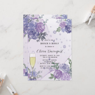 Periwinkle Purple Peony Brunch & Bubbly Invitation