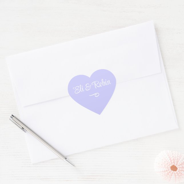 Periwinkle Purple Personalized Heart Sticker (Envelope)