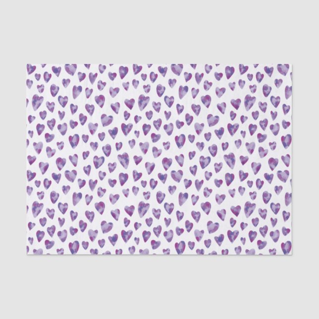 Periwinkle Purple Valentine Love Heart pattern Tissue Paper (Front)