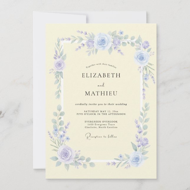 Periwinkle Refined Spring Wedding Invitation (Front)