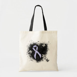 Periwinkle Ribbon Grunge Heart Tote Bag