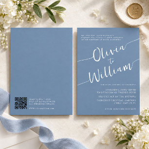 Periwinkle Script Minimalist Wedding Invitation