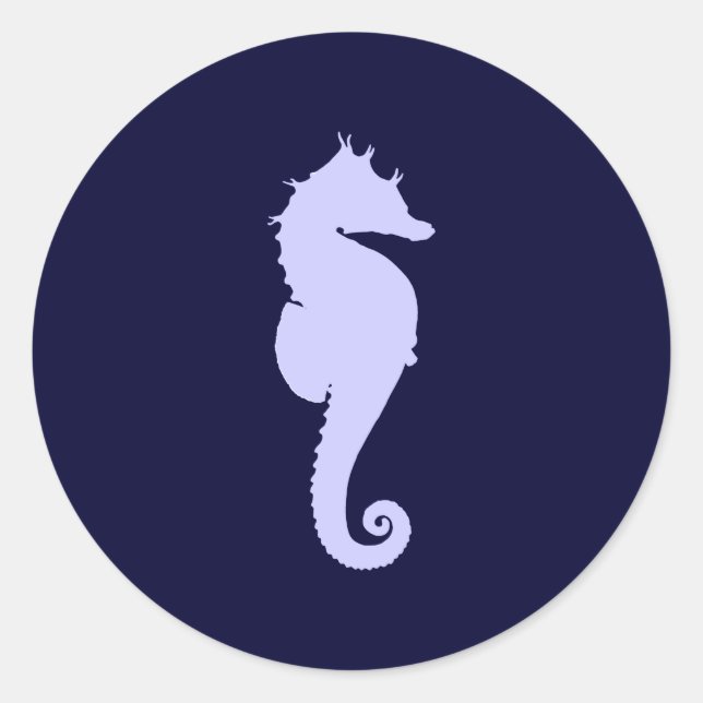 Periwinkle Sea Horse Classic Round Sticker (Front)