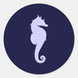 Periwinkle Sea Horse Classic Round Sticker