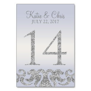 Periwinkle Silver Glitter Look Table Numbers-14 Table Number