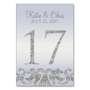Periwinkle Silver Glitter Look Table Numbers-17 Number