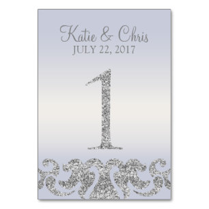 Periwinkle Silver Glitter Look Table Numbers-1 Table Number