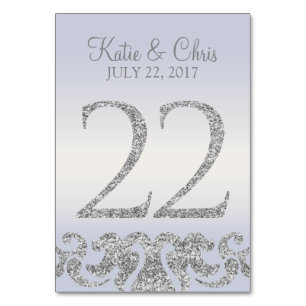 Periwinkle Silver Glitter Look Table Numbers-22 Number