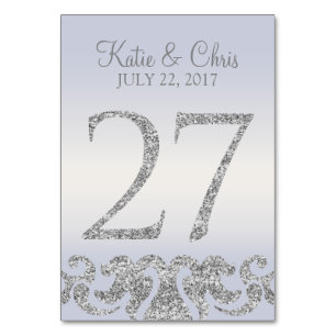 Periwinkle Silver Glitter Look Table Numbers-27 Number