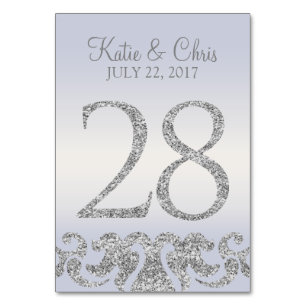 Periwinkle Silver Glitter Look Table Numbers-28 Number