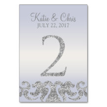 Periwinkle Silver Glitter Look Table Numbers-2