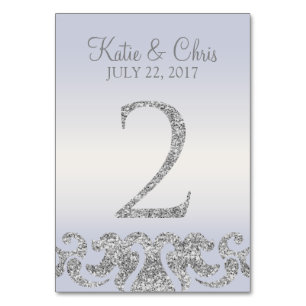 Periwinkle Silver Glitter Look Table Numbers-2 Table Number