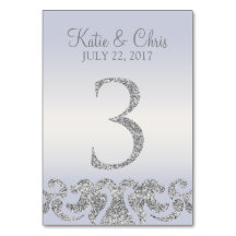 Periwinkle Silver Glitter Look Table Numbers-3